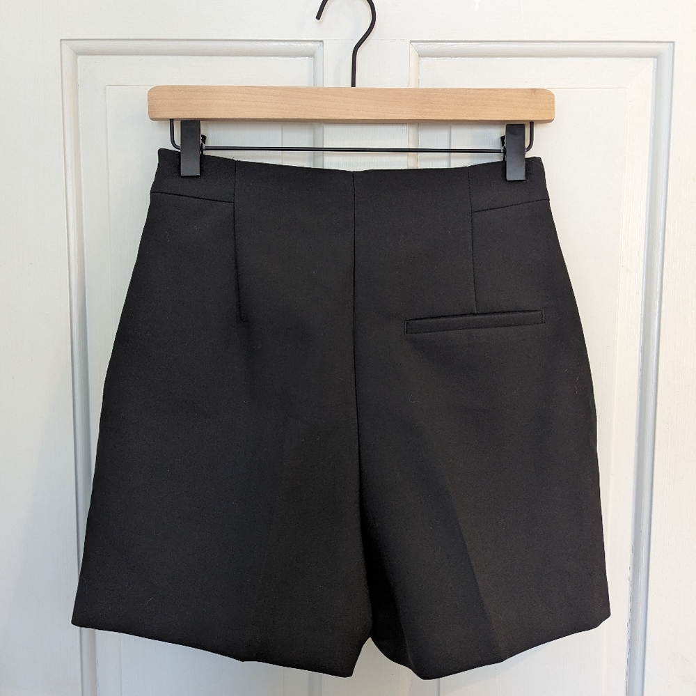 Zara pleated black dressy shorts with gold buttons size small - Picture 2 of 6